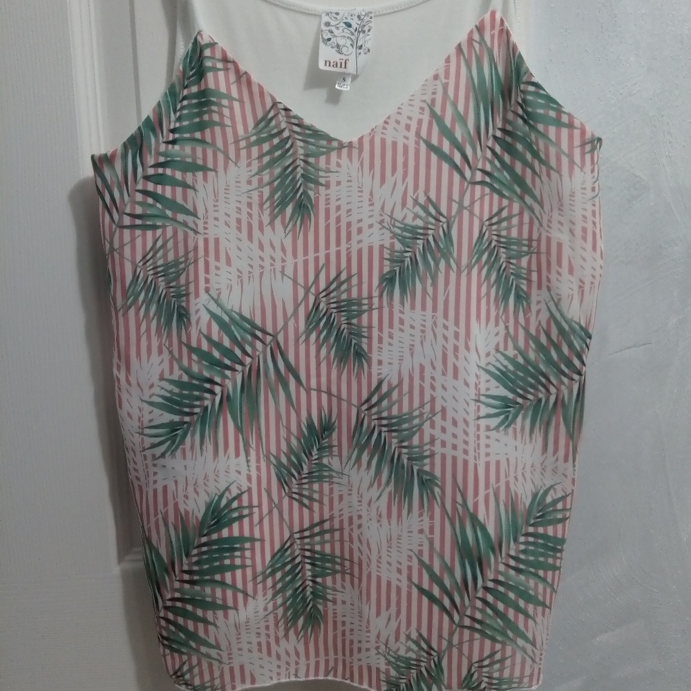 Pink Striped Palm Fronds Tank Top